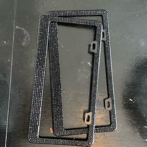 Black rinestone car plate decoration with screws